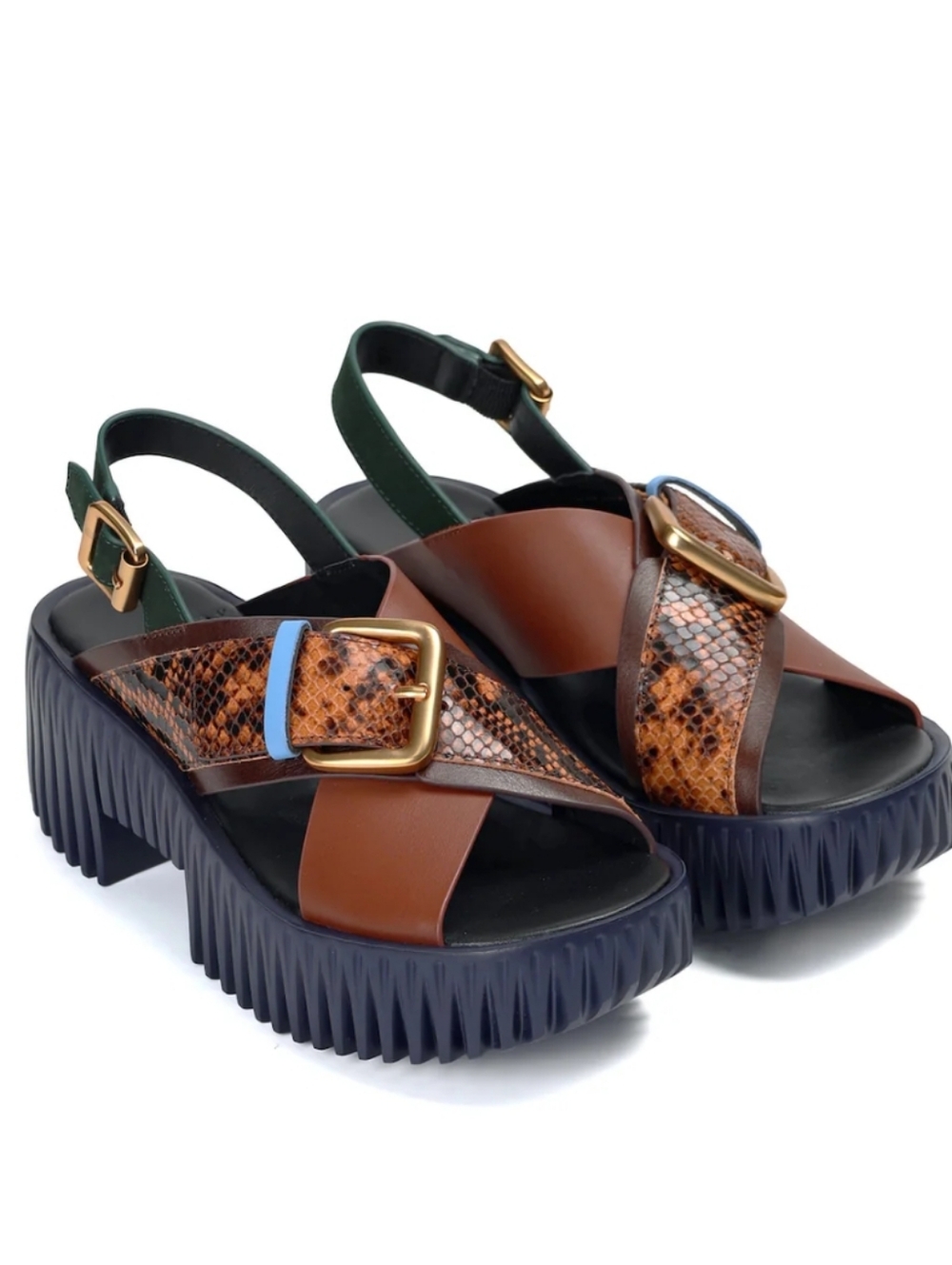 4ccccees Snake-Print Strap Platform Sandals